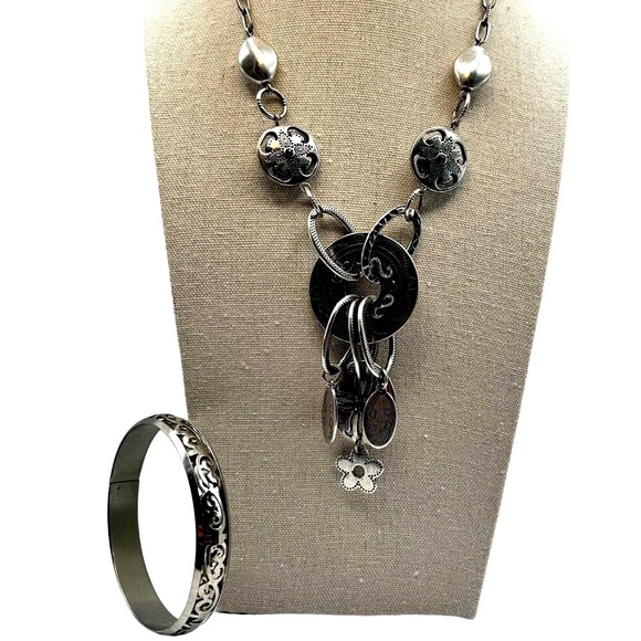 Vintage Boho Necklace & Bracelet Set With Floral Charms & Beads - Picture 1 of 7